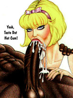 Nasty toon nymphs using their skillful mouth lips to please black meat.