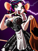 Adorable toon warrior babes in seethrough clothes fighting and teasing.