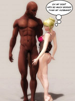 Blonde toon blonde with perfect body playing with black balls and sucking black dick.