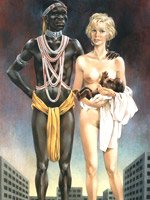 White chick living with a black wild tribal in this hot cartoon