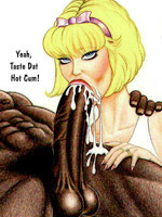 Nasty toon nymphs using their skillful mouth lips to please black meat.