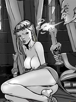 Kinky priest examines witch's body